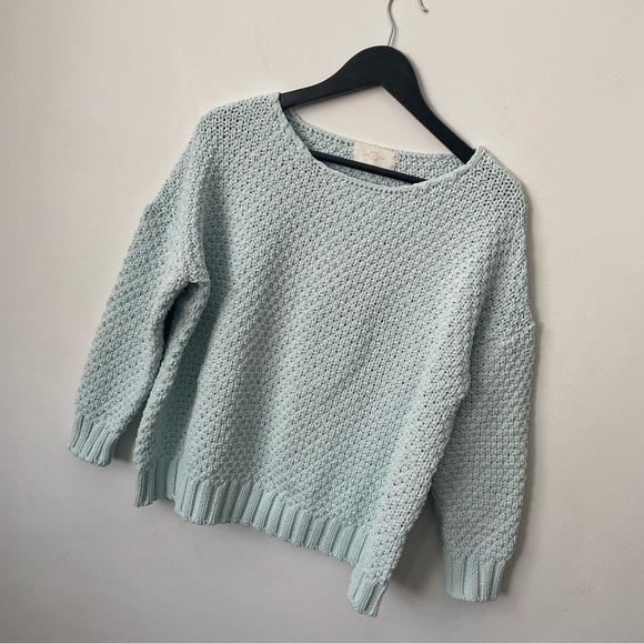 Baby Blue Scoop Neck Knit Sweater - Picture 1 of 4